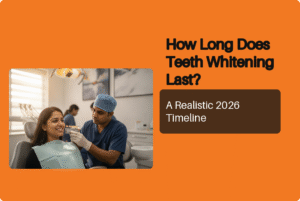 Dentist comparing tooth shade with guide during teeth whitening consultation